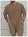 RoseSeek Men's 2 Piece Outfits Textured Drop Shoulder T Shirt and Short Sets Summer Outfits Tracksuit Plus Khaki 6XL