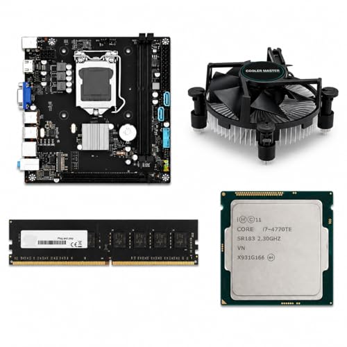 Image of H81 Assembly Motherboard Combo Kit with Core i7 4th Gen | 8GB DDR3 RAM | CPU Fan Included | LGA1150 ATX Desktop Combo | Compact Build Support | 1 Year Warranty