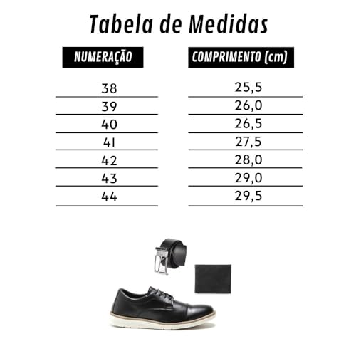 Kit Sapato Oxford Confort Polo State Philipo V2 com Carteira e Cinto (42, Preto)