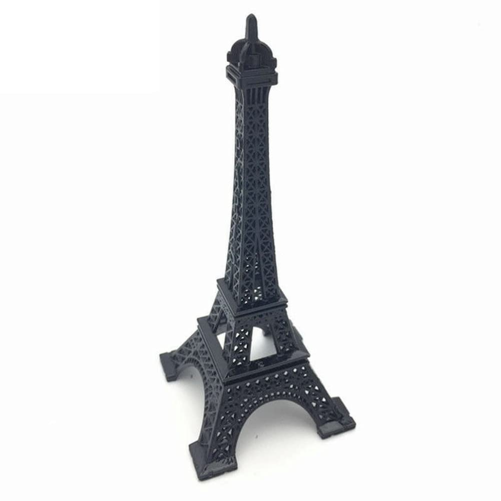 AOLI Paris Eiffel Tower France Style Figurines Statue Landscrape Model Photo Props Sculpture (Black,13cm)