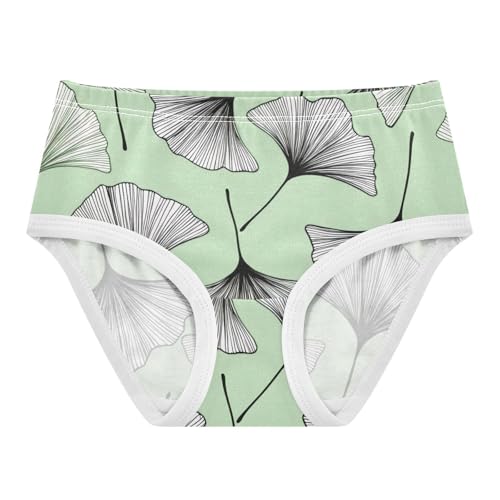 Stylish Girls Underwear Toddler 2t Cotton Panties Little Girl Black White Ginkgo Leaves Green Briefs Undies Kids