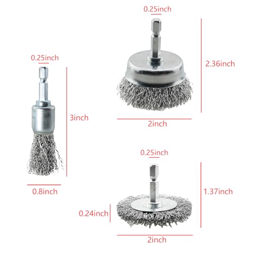 Image of TAODAN 6PCS Wire Brush Wire Wheel Brush Wire Cup Brush High Carbon Steel Drill Wire Brush Suitable for Metal and Non Metal Surface Preparation
