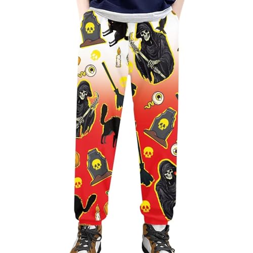 Boys Girls Fit Halloween Christmas Sweatpants with Pockets, Comfy Long Pants Soft for Daily Life