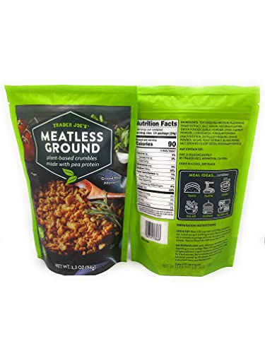 Trader Joe's Meatless Ground Plant-Based Crumbles Made With Pea Protein 3.3 Oz Each (Pack Of 2) #TOP2