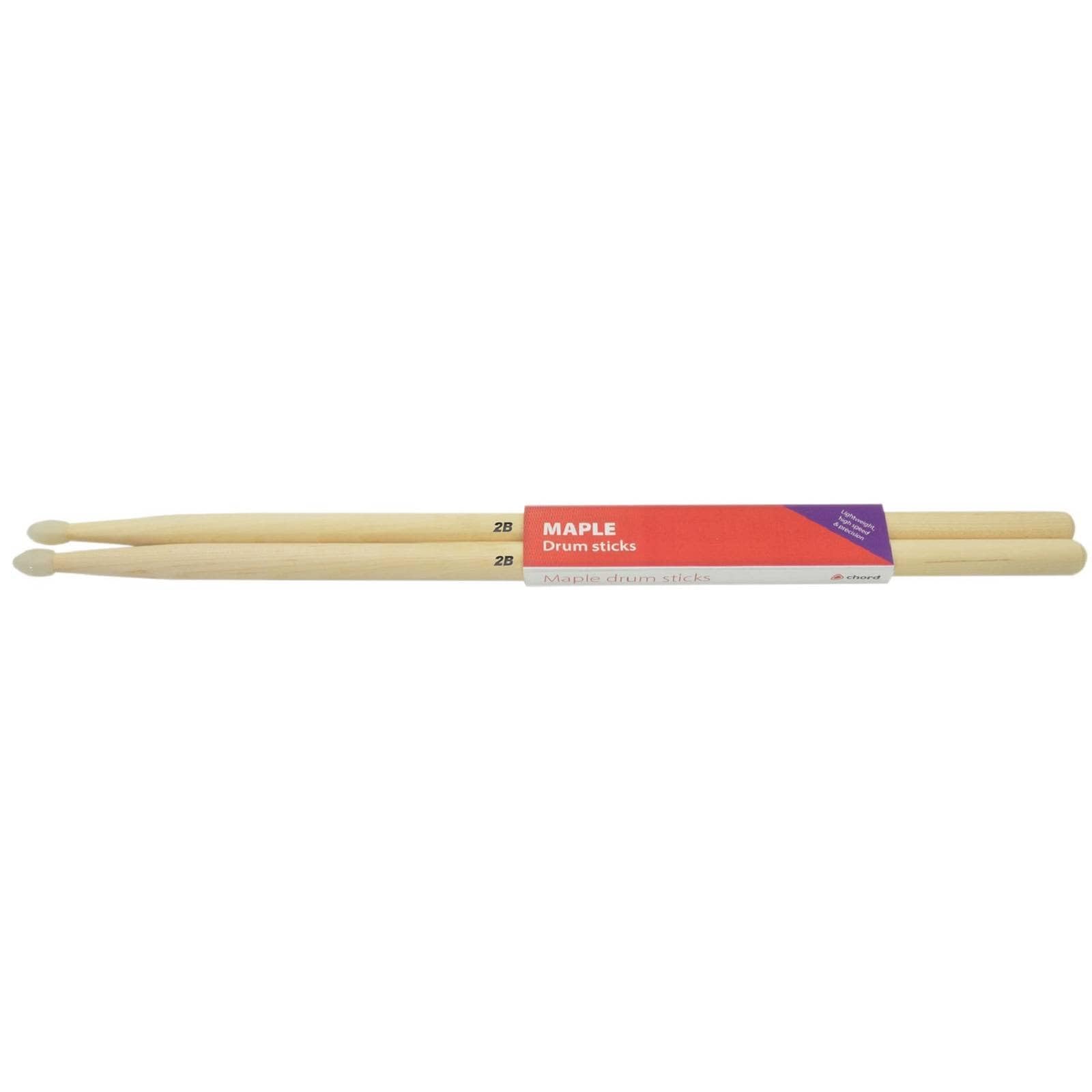 Chord | Maple Drums Sticks Supplied in Pairs | 2B - Nylon
