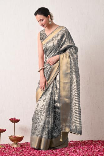 Image of MIRCHI FASHION Saree for Woman | Art Silk Floral Printed Ethnic Occasional Sari with Blouse