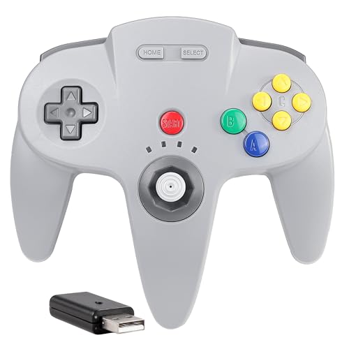 Image of Wireless 2.4 GHz USB N64 Controller Made for Switch 1 & 2 Console (Gray) | (Built-in Vibration) (Rechargeable) (3D Analog Stick) (Plug & Play), Compatible with Switch Online, Windows PC, macOS