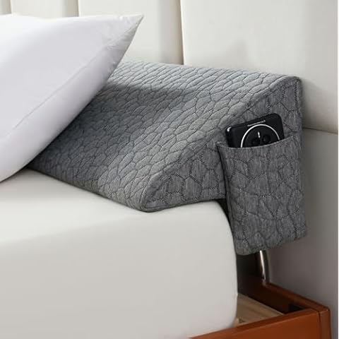 Teemour Queen Size (60"x10"x6") Bed Wedge Pillow Headboard Pillow Mattress Wedge Triangle Pillow Reading Pillow Long Bolster Pillow Bed Gap Filler (0-7") Mattress Gap Filler Between Your Headboard Cover