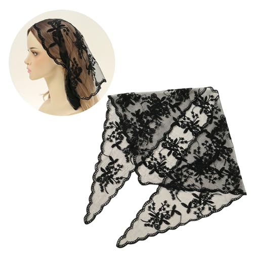Embroidered Lace Triangle Scarf Flower Headband Lace Headscarf Bandana Headband Elegant Scarf Shawl 135x45cm for Woman2