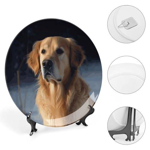 Plato Decorativo Golden Retriever de Porcelana 7in miniatura 4