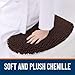 OLANLY Soft Chenille Bathroom Toilet Lid Cover, Machine Washable Seat Covers, 17.5x15, Stays in Place with Rubber Backing, Fits Most Round, Elongated and Oblong Lids, Bathroom Accessories Decor, Brown