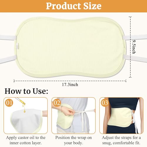 Castor Oil Pack Wrap for Stomach, Reusable Castor Oil Pack for Liver Detox (Light Yellow) — view 4