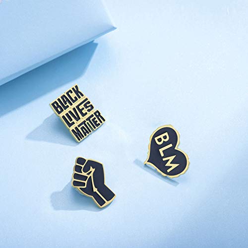 image for SUMFAN Black Lives Matter Pins-Black Raised Fist Lapel Pin BLM Pin (2p