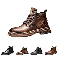 Generico Stivaletti Uomo Pelle, Scarponcini Chelsea Boot, Design Classico E Casual, Stivali Da Moto Uomo, Allacciatura Con Lacci E Cerniera, Con Fodera Fredda Invernale, Western Scarponcino Pelle
