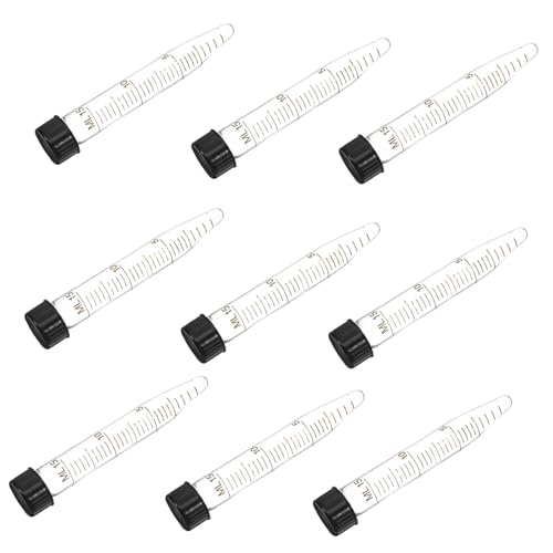 Tubos de centrífuga cónicos de 15 ml en vidrio transparente con tapón de rosca para laboratorio