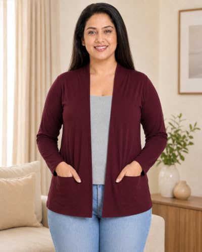 Image of In Love Women's Solid Open Front Shrug with Pockets