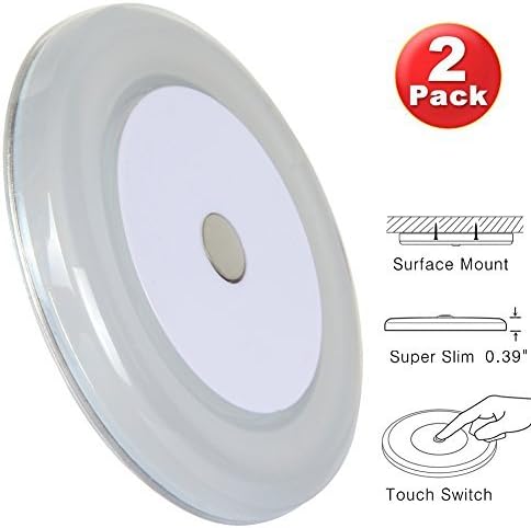 RV Boat Ceiling Light 12 Volt LED Puck Light Ultra Thin Inbuilt Touch Dimmable Switch for Travel Trailer Sailboat Interior Lighting Surface Mount 3" 4W Cool White(Pack of 2)