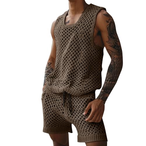Ensemble gilet et short en crochet homme pour éviter la chaleur
