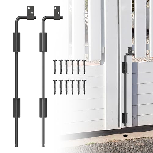 Image of 36 inch Heavy Duty Cane Bolt Gate Drop Rod with Upgraded Design, Square Drop Rod Kit for Double Gate Wood PVC Vinyl Metal Yard Gate Latch-2 Pack