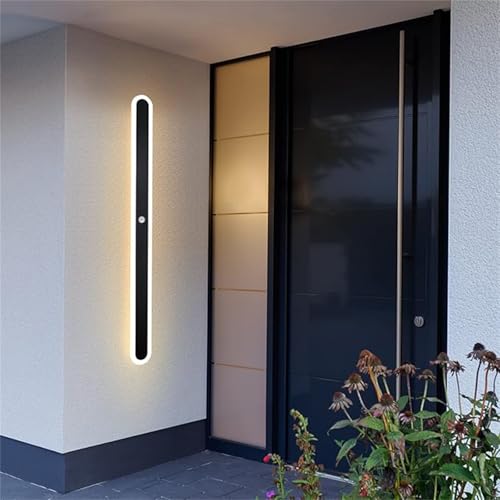 Éclairage mural terrasse long en fer noir pour jardin moderne