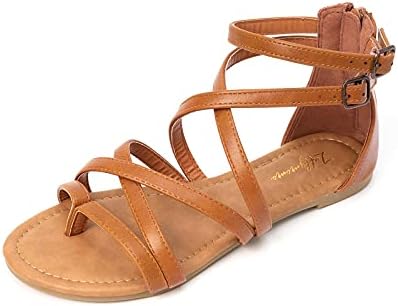 Luffymomo Women's Gladiator Strap Sandals Flat Fisherman Thong Cr...