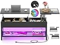 Besiost Lift Top Coffee Table with LED Light and Power Outlet