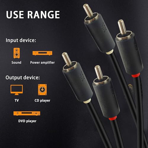 Image of MX 1.5m Audio Video Cable 2-Pin Connector for Subwoofer, Speaker, Amplifier, Turntable, Receiver & Home Theater Sound System (2-to-2 AV Cable)