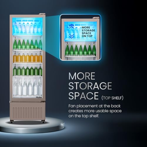 Image of Haier HVC 405 GT5, 5 Star, Touch LED Visi Cooler Glass Door, Adjustable Shelves, Single Door Commercial Refrigerator (360 L, White)