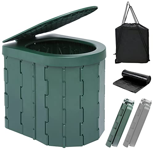 happypie Toilette de camping pliable, WC de camping mobile, toilettes à compost pour l'extérieur, toilette portable pour urgence, camping, embouteillages, pêche, festivals, vert Cover
