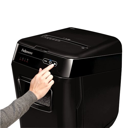 Fellowes 4653602 Distruggidocumenti Automatico AutoMax 200C, a Frammento, Nero
