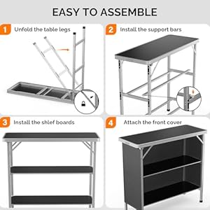 Vingliportablebartable3tiershelvesmobilebartableforeventspartycampingpicnictradeshowindoorwithblackskirt39lx34h Urban Country Home Decor Vingli portable bar table 3 tier shelves mobile bar table for events party camping picnic tradeshow indoor with black skirt 39 l x 34 h urban country home decor