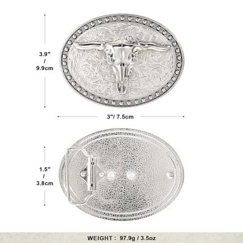Image of Western Cowboy Belt Buckle for Men Vintage Cowboy Cowgirl Rodeo Texas Buckle Longhorn Bull Belt Buckles