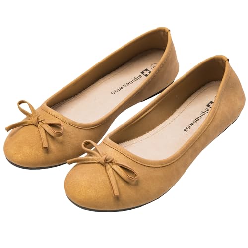 Alpine Swiss Polly Womens Bow Ballet Flats Round Toe Slip On Comfortable Shoes4