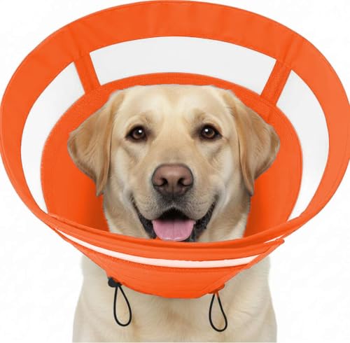 Image of SAWMONG Soft Cone for Dogs - Extra Large Dog Recovery Collar, Adjustable E-Collar to Stop Licking After Surgery (XL, Orange)