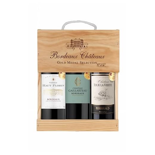 Wein Geschenk Selection Bordeaux - Wein Set Rotwein mit Goldmedaille in Holzkiste - Ideal als Geschenk - Herkunft : Bordeaux, Frankreich (3 x 0.75 l)