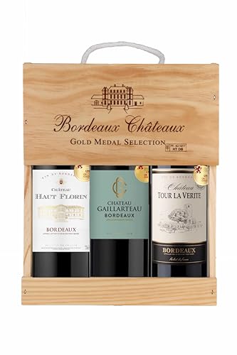 La Grande Vinothèque Selection Bordeaux - Wein Set Rotwein mit Goldmedaille in Holzkiste - Ideal...