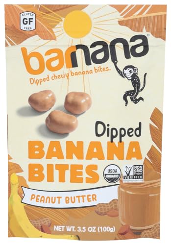 Barnana The Super Potassium Snack Chewy Banana Bites, Organic Peanut Butter, 12 pk 3.5 oz (Pack of 3)