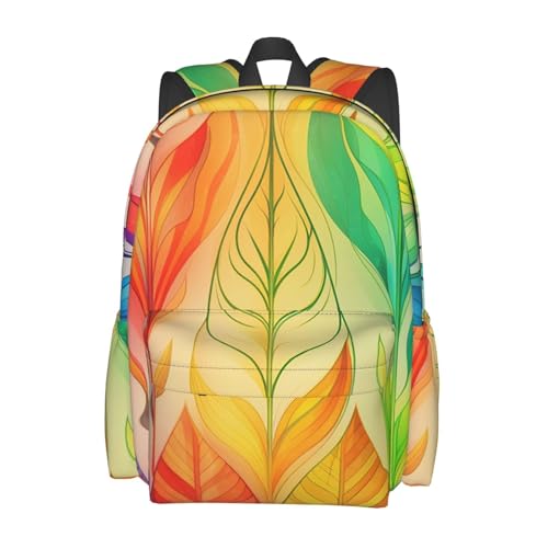 Travel Backpack for Women Men Rainbow Colors Gradient Leaf Casual Daypack Large Capacity Nurse Bag2