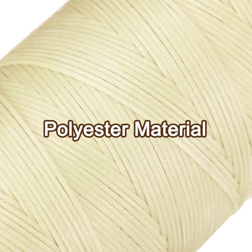 Hilo encerado para coser cuero 1mm 197 yardas poliéster crema miniatura 4