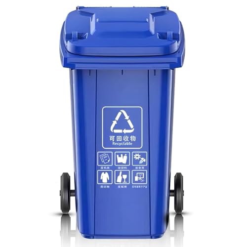 Cubo de basura para exteriores de plástico resistente con ruedas y tapa 2