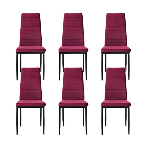 LOVEMYHOUSE Sillas de Comedor de Terciopelo Sillas de Muebles de Diseño Elegante,Sillas de Comedor,Juego de 6 con Respaldo Alto (Rojo)