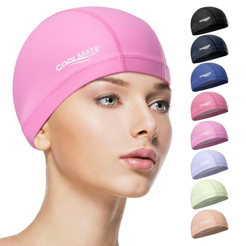 COOLMATE Fabric Swim Cap for Women Lap Swimming Light Pink M