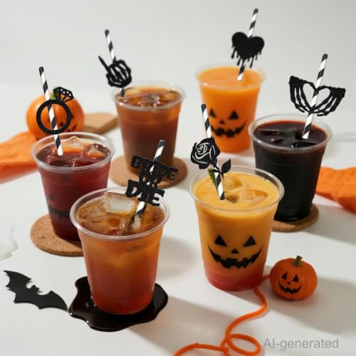 Pitillos de papel negro 24 piezas decorativos para fiesta miniatura 4