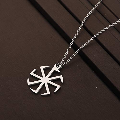 CENWA Symbol of The Sun Stainless Steel Necklace Sun Wheel Necklace3