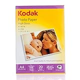 Kodak 230 GSM A4 Glossy Photo Paper Water Resistant, Pack of 20 sheets, Compatible with all Inkjet Printers