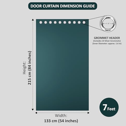 Image of Kuber Industries 6 Pcs Set Polyester Blackout Door Curtain 7 Feet for Home Decor | 8 Eyelet with Darkening Curtains for Living Room /Bedroom | Plain - Blue