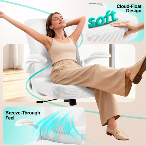 Image of AreShark Office Chair - Ergonomic Breathable Mesh Desk Chair with Adjustable Lumbar Support and Flip-up Armrests - Executive High Back Rolling Swivel Comfortable Computer Gaming Chair for Home Office
