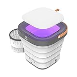 Lavadora portátil ADITAM 9L - Mini lavadora plegable, lavadora portátil pequeña con secadora giratoria para ropa interior, apartamento, camping, viajes en autocaravana (color: gris) Double the