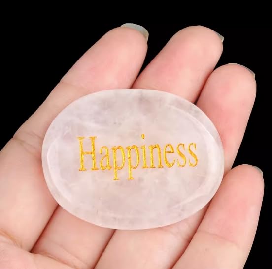 Engraved Inspirational Stones, Different Words Assorted Sayings Message Pebbles, Engraved Natural River Rock, Gratitude Healing You Rock Ornament, Motivational Keepsake,1.6"-2.7" ea (Happiness)