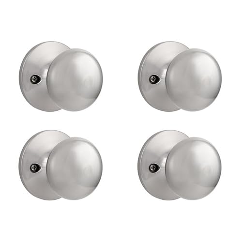 Knobonly 4 Pack Single Side Dummy Door Knob In Satin Nickel Finish, Flat Round Push Pull Door Knob #TOP27